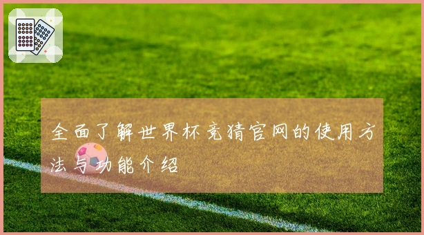 全面了解世界杯竞猜官网的使用方法与功能介绍